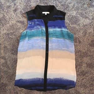 Blue and Green Sleeveless Top